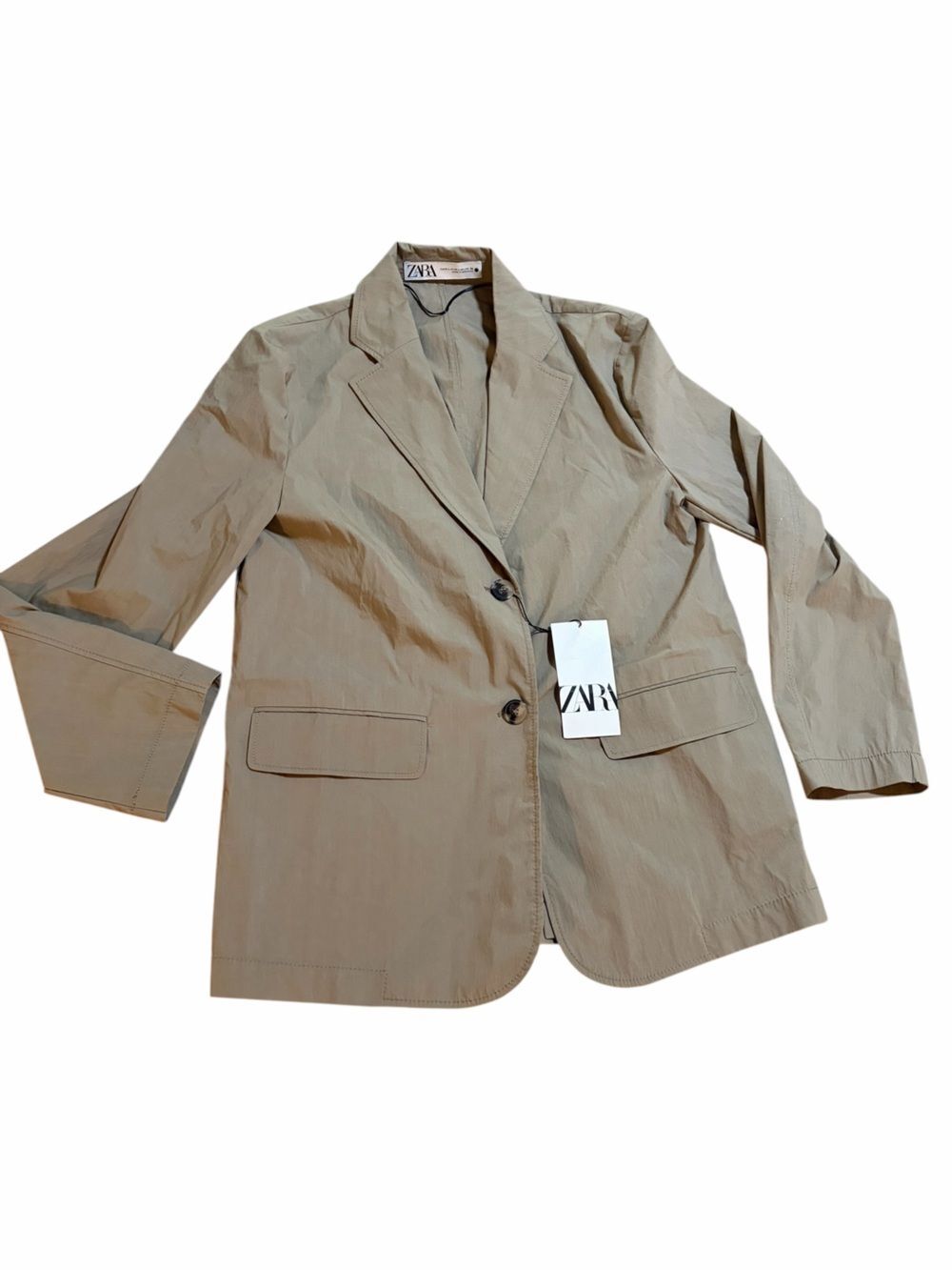 Zara Tan Single Breasted Blazer M/L NWT Tailored Beige Business Casual Jacket